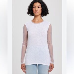 Goldie Lewinter White Tulle Long Sleeve Tee Sz L